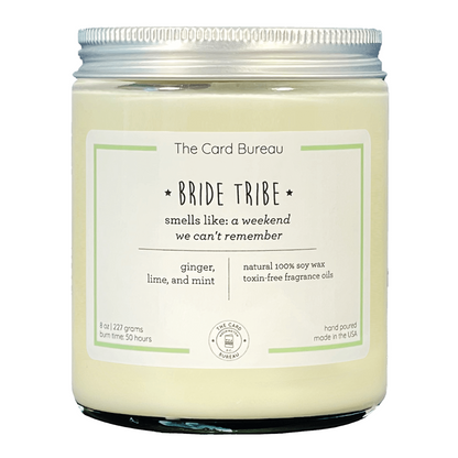 Bride Tribe Glass Jar Candle 8oz Ginger, Lime, Mint Scented Candle 50+ Hours Burn Time Lorri Melas