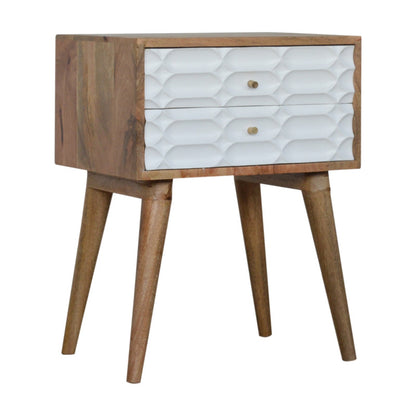 Capsule Carved Solid Mango Wood Bedside Table