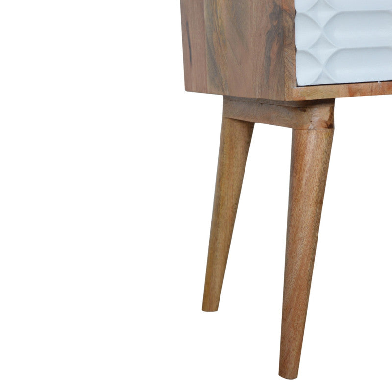 Capsule Carved Solid Mango Wood Bedside Table