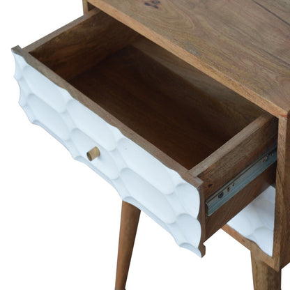 Capsule Carved Solid Mango Wood Bedside Table