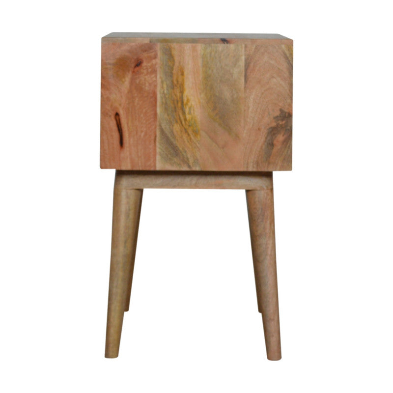 Capsule Carved Solid Mango Wood Bedside Table