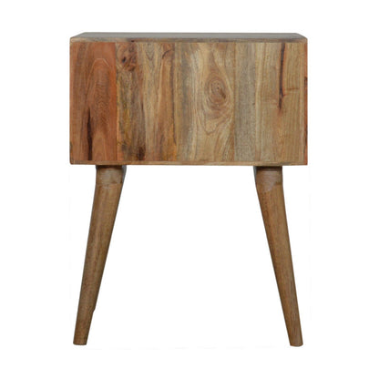 Capsule Carved Solid Mango Wood Bedside Table