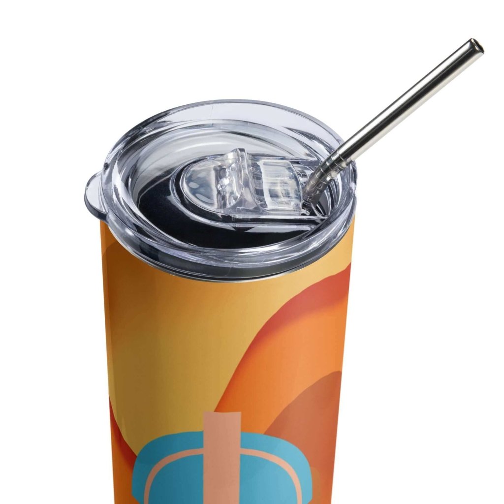 Abstract Shades of Yellow Orange Blue Stainless Steel Tumbler 20oz - Lorri Melas