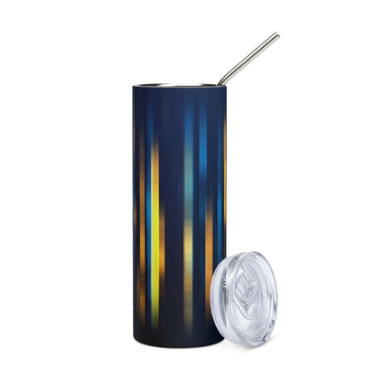 Blue Yellow Stripe Design Stainless Steel Tumbler 20oz - Lorri Melas