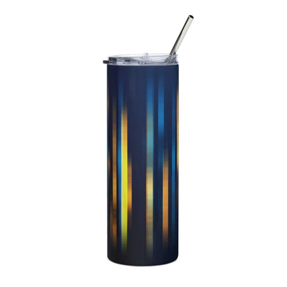 Blue Yellow Stripe Design Stainless Steel Tumbler 20oz - Lorri Melas