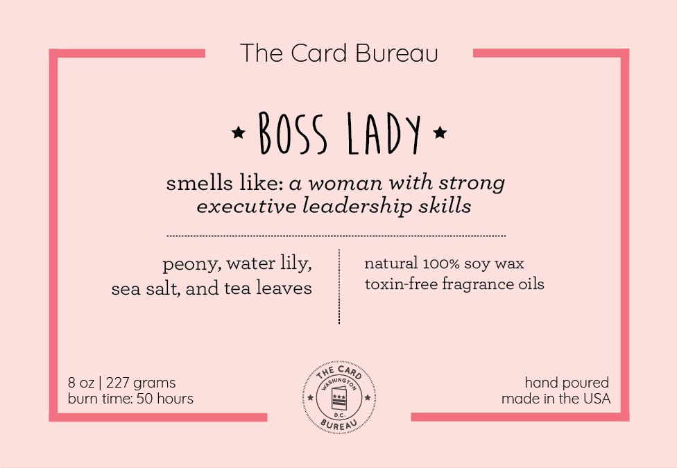 Boss Lady Glass Jar Candle 8oz Peony, Water Lily, Sea Salt, Tea Leaves Scented Candle 50+ Hours Burn Time - Lorri Melas