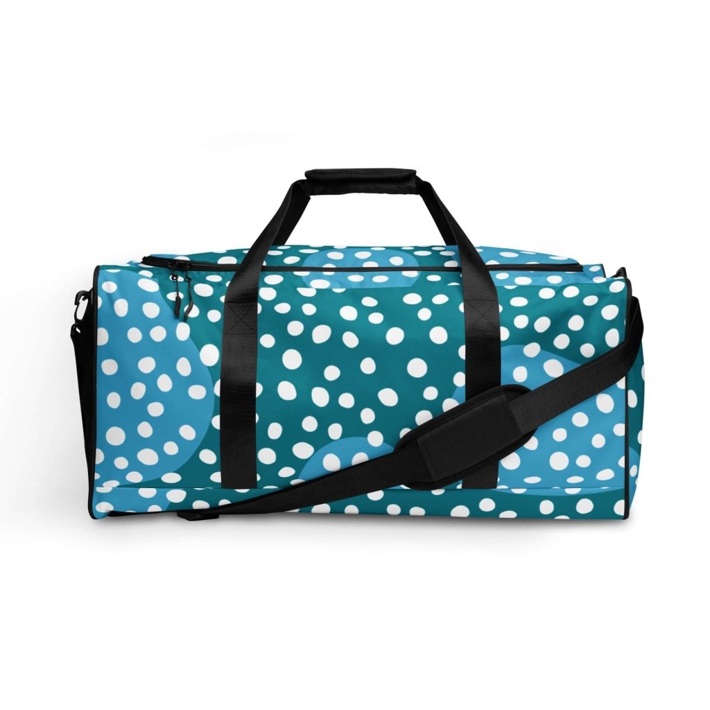 Dusty Ocean Blue Polka Dot Large Travel Duffle Bag Lorri Melas