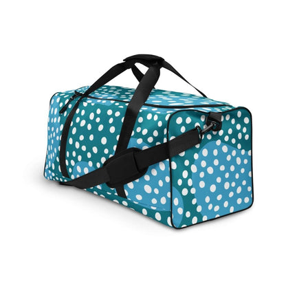 Dusty Ocean Blue Polka Dot Large Travel Duffle Bag Lorri Melas