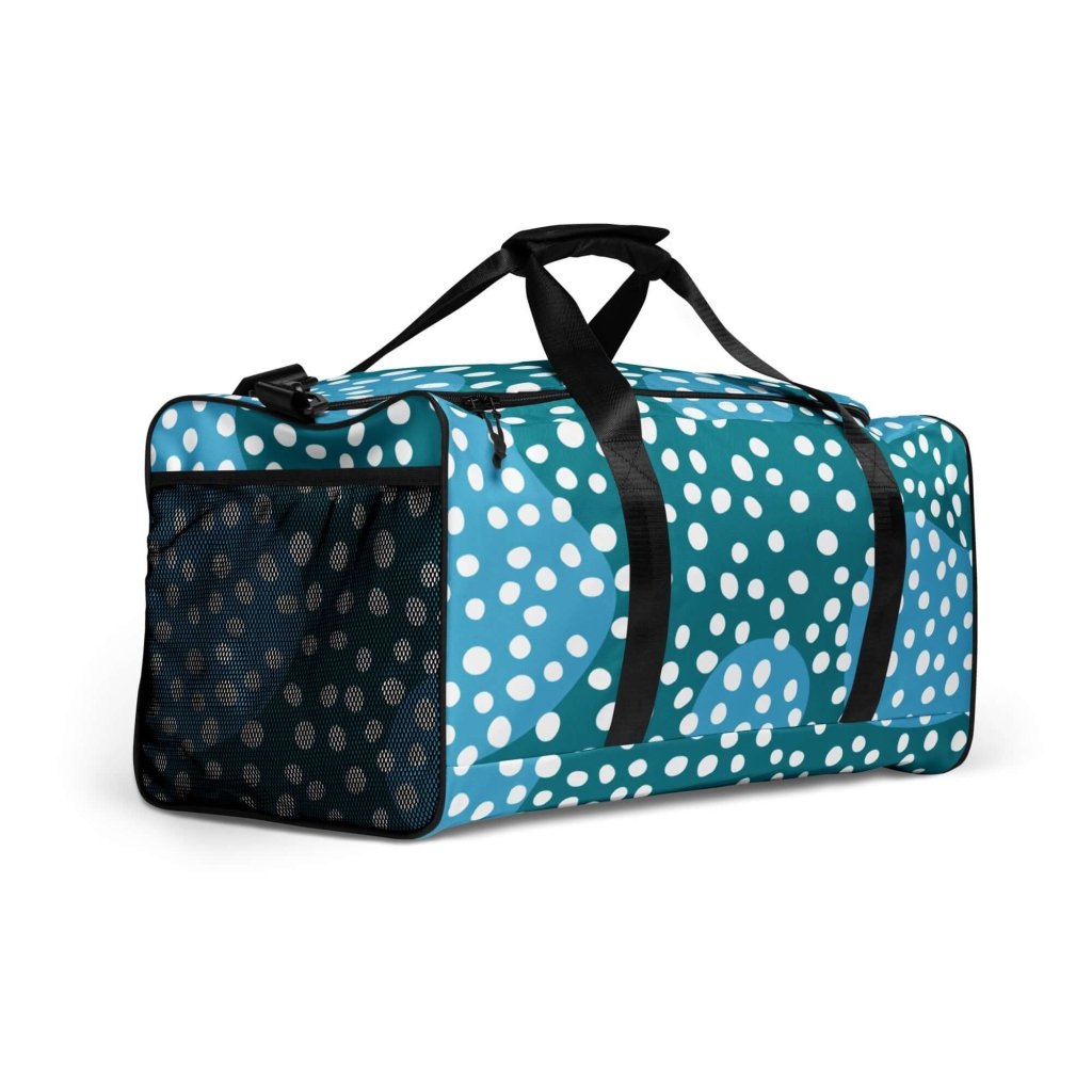 Dusty Ocean Blue Polka Dot Large Travel Duffle Bag Lorri Melas