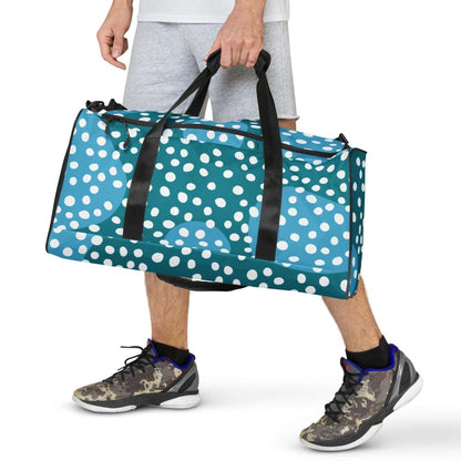 Dusty Ocean Blue Polka Dot Large Travel Duffle Bag Lorri Melas