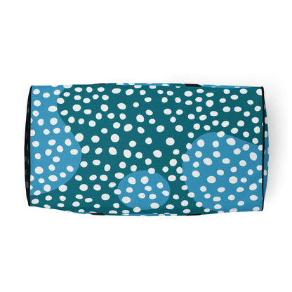 Dusty Ocean Blue Polka Dot Large Travel Duffle Bag Lorri Melas