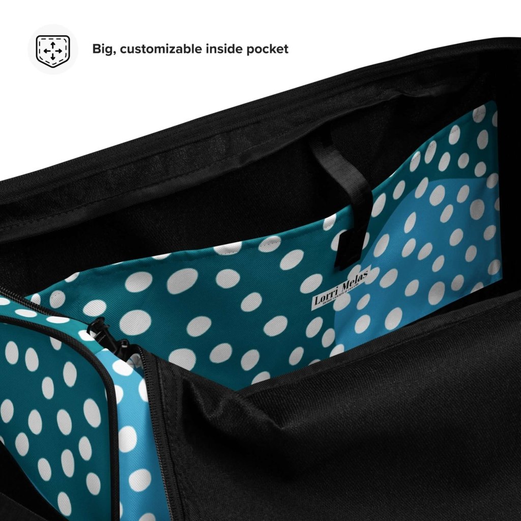 Dusty Ocean Blue Polka Dot Large Travel Duffle Bag Lorri Melas