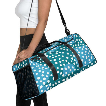 Dusty Ocean Blue Polka Dot Large Travel Duffle Bag Lorri Melas