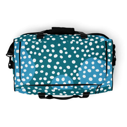 Dusty Ocean Blue Polka Dot Large Travel Duffle Bag Lorri Melas