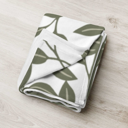 Green Leaves Throw Blanket - 100% Polyester Silky Touch Fabric, Printed on One Side, Machine Washable, Hypoallergenic Lorri Melas