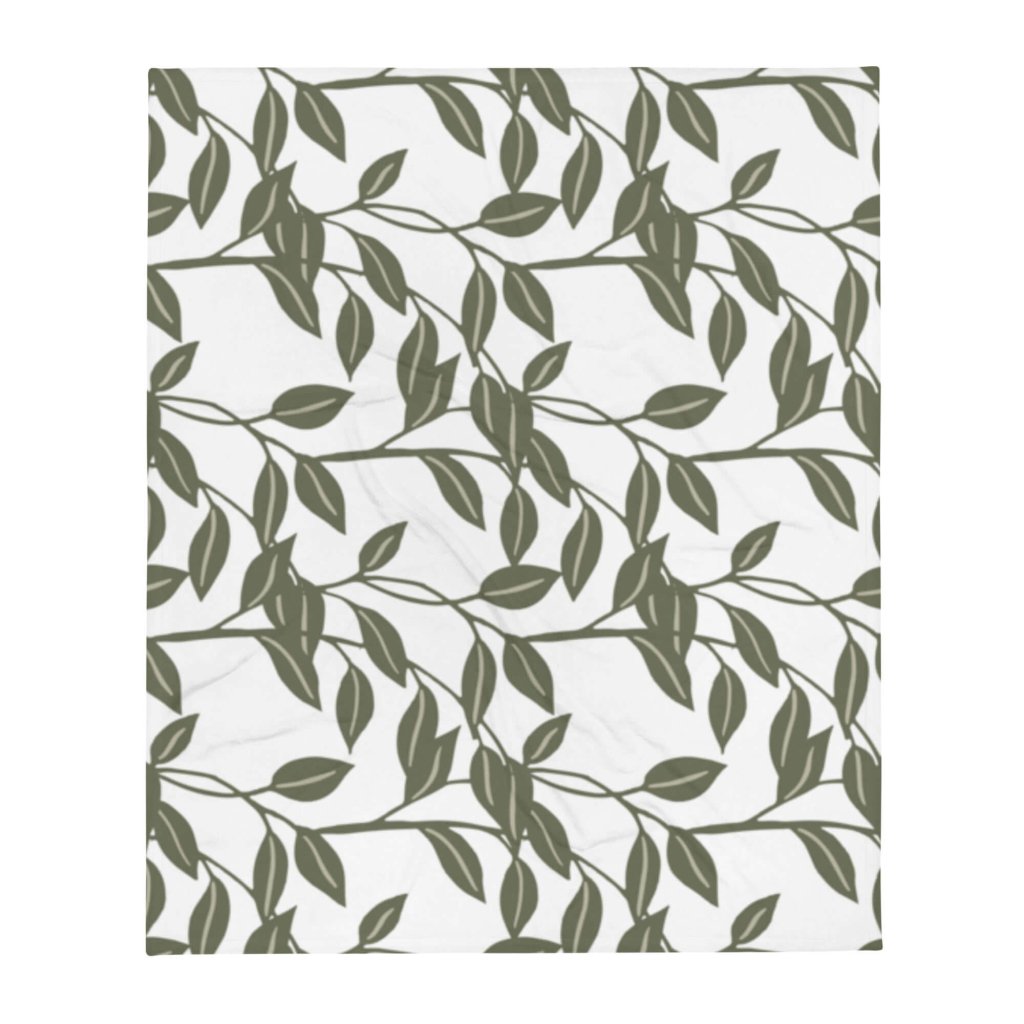 Green Leaves Throw Blanket - 100% Polyester Silky Touch Fabric, Printed on One Side, Machine Washable, Hypoallergenic Lorri Melas