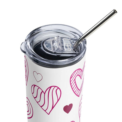 Hearts with Stripes Stainless Steel Tumbler 20oz Lorri Melas