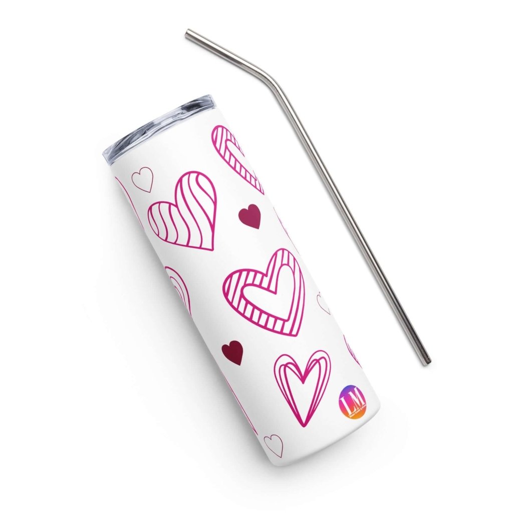 Hearts with Stripes Stainless Steel Tumbler 20oz Lorri Melas