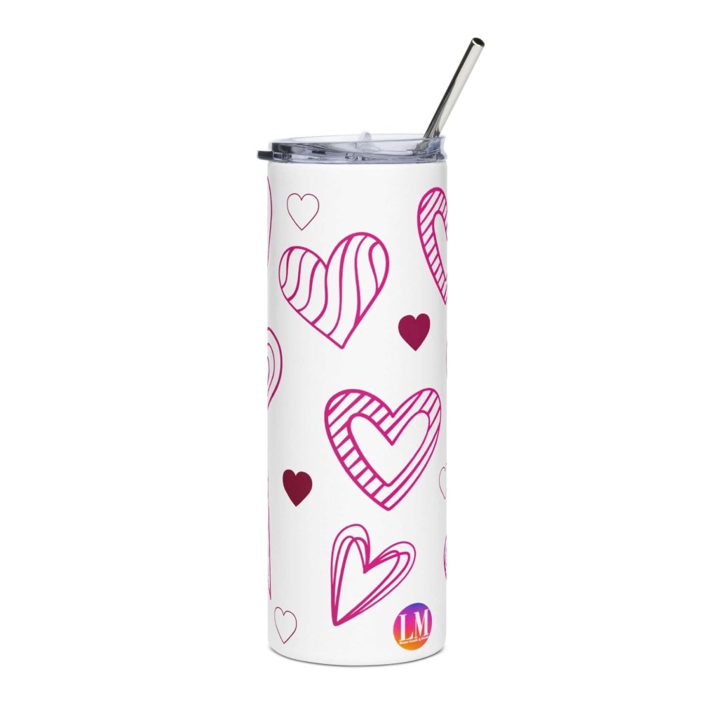 Hearts with Stripes Stainless Steel Tumbler 20oz Lorri Melas