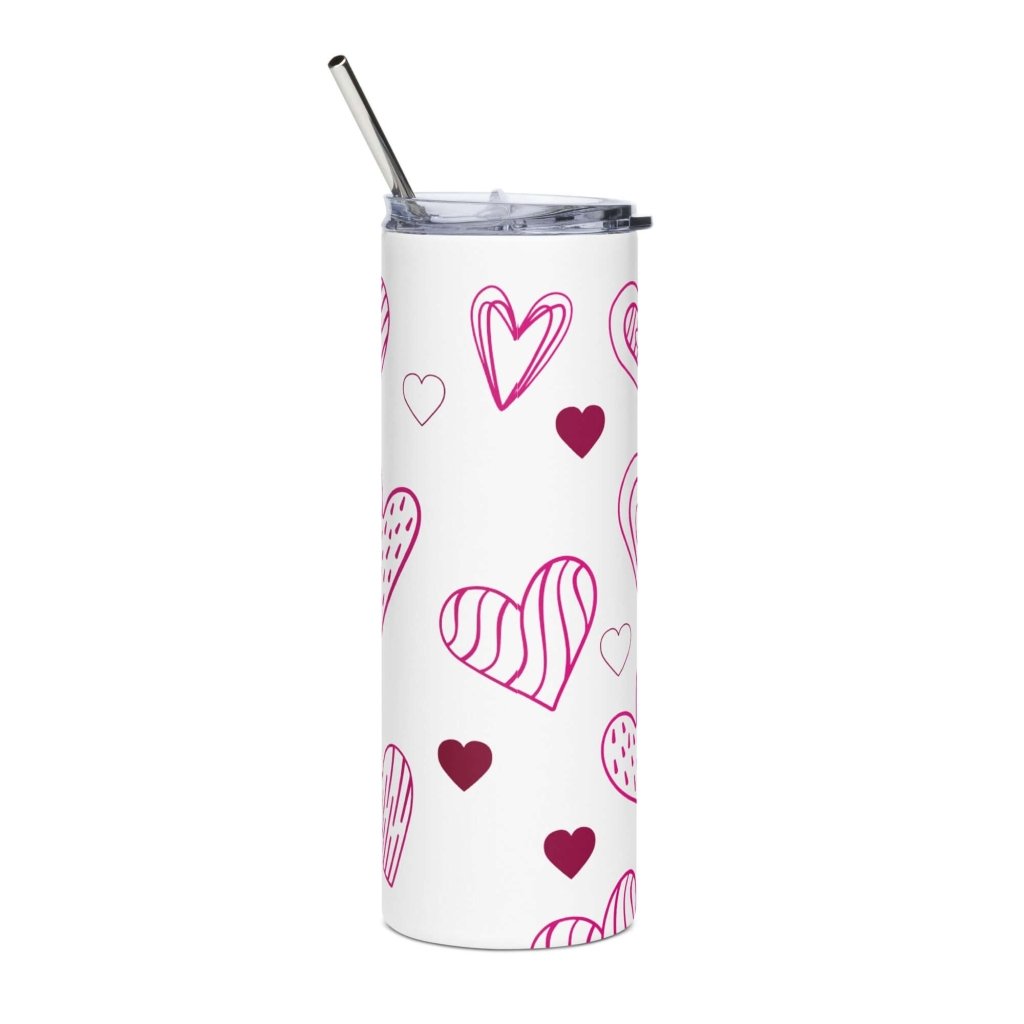 Hearts with Stripes Stainless Steel Tumbler 20oz Lorri Melas