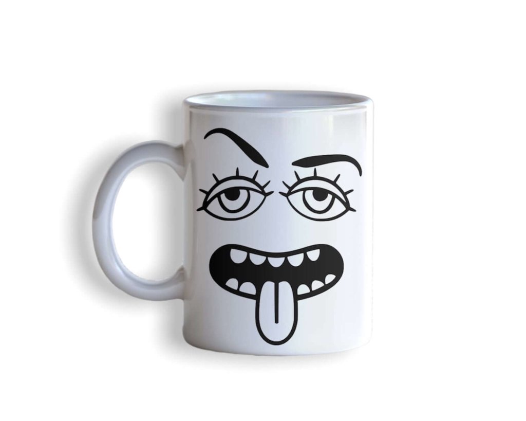 Mean Mug Ceramic Cup for Tea or Coffee Mug - 12oz Capacity, Expressive  Face, Monocle Mustache