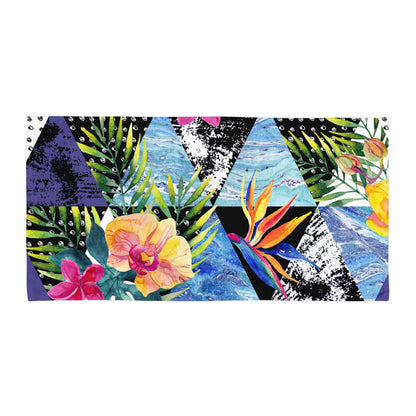 Ocean Tropical Birds of Paradise Flower Abstract Design Extra Large Absorbent Beach Towel - Cotton & Polyester, Soft Lightweight Fabric - Lorri Melas