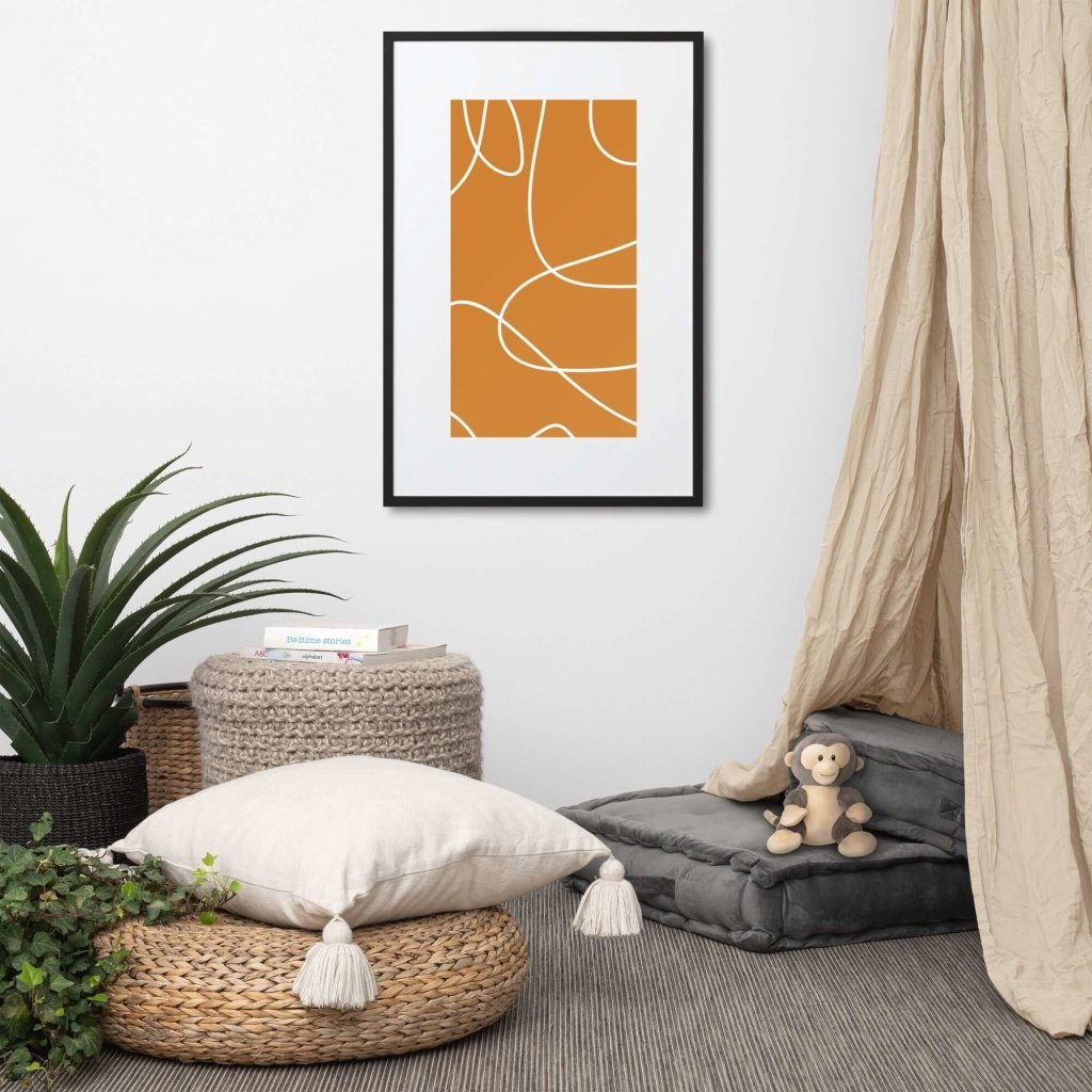 Orange White Wall Art Matte Paper Framed Poster With Mat - Lorri Melas