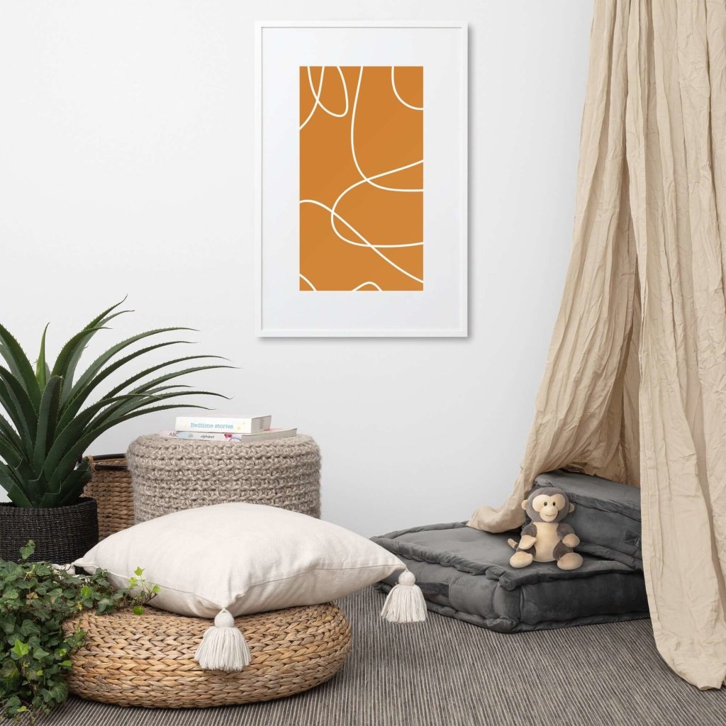 Orange White Wall Art Matte Paper Framed Poster With Mat - Lorri Melas