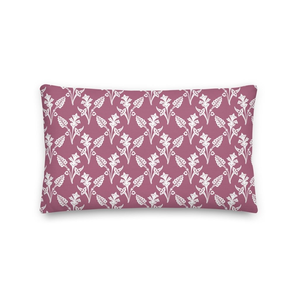 Pink Bouquet Flowers & Leaves Floral Botanical Design Throw Pillow with Insert Included Couch Cushion - Lorri Melas