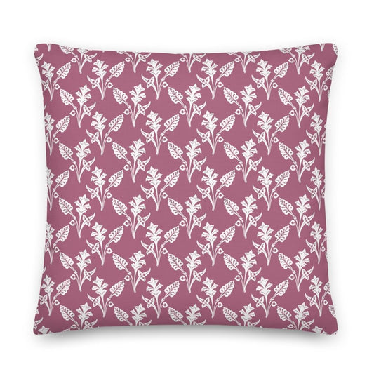 Pink Bouquet Flowers & Leaves Floral Botanical Design Throw Pillow with Insert Included Couch Cushion - Lorri Melas