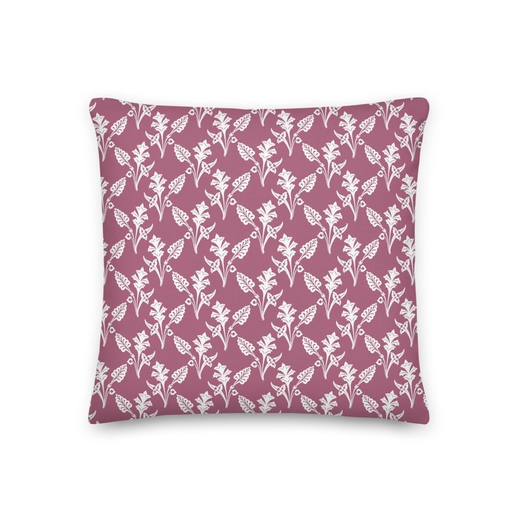 Pink Bouquet Flowers & Leaves Floral Botanical Design Throw Pillow with Insert Included Couch Cushion - Lorri Melas