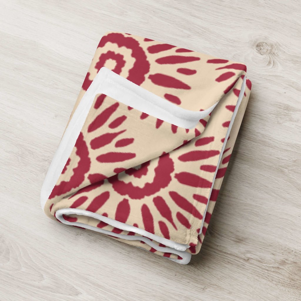 Red Sun Throw Blanket - 100% Polyester Silky Touch Fabric, Printed on One Side, Machine Washable, Hypoallergenic - Lorri Melas