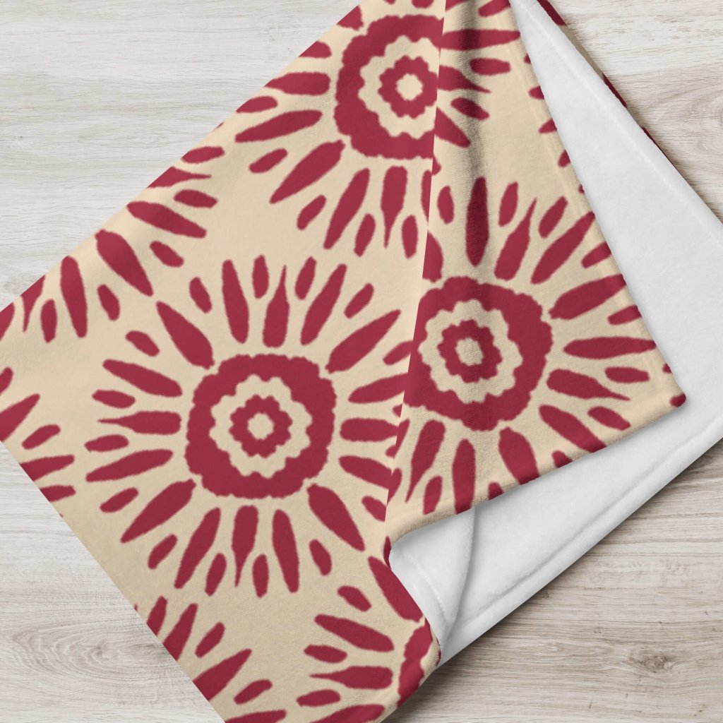 Red Sun Throw Blanket - 100% Polyester Silky Touch Fabric, Printed on One Side, Machine Washable, Hypoallergenic - Lorri Melas