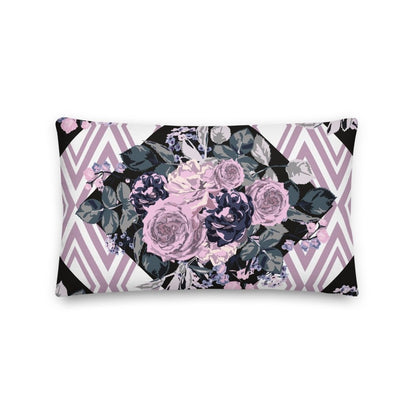 Roses and Diamonds Design Purple Throw Pillow with Insert Included Couch Cushion - Lorri Melas