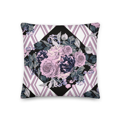 Roses and Diamonds Design Purple Throw Pillow with Insert Included Couch Cushion - Lorri Melas