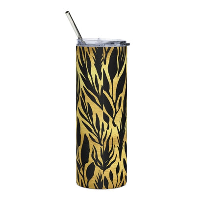 Sahara Leaves Black Gold Stainless Steel Tumbler 20oz - Lorri Melas