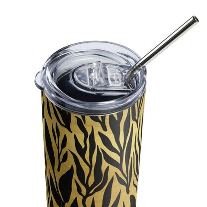 Sahara Leaves Black Gold Stainless Steel Tumbler 20oz - Lorri Melas