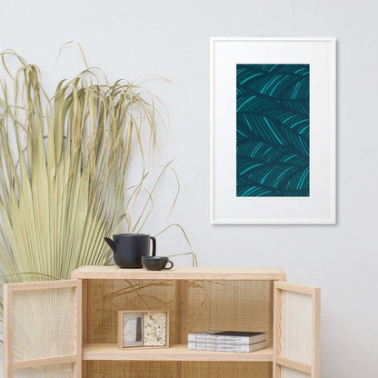 Shades of Blue Stripe Design Wall Art Matte Paper Framed Poster With Mat - Lorri Melas