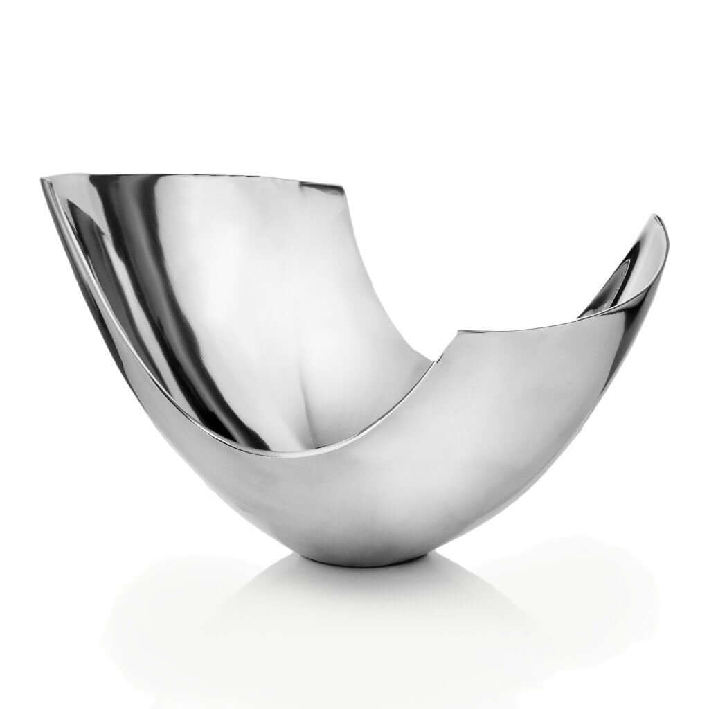 Silver Aluminum Abstract Bowl Centerpiece Vase - Lorri Melas