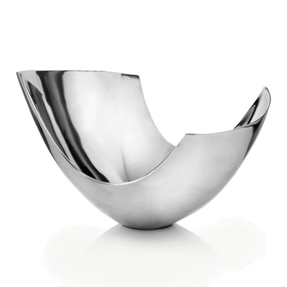 Silver Aluminum Abstract Bowl Centerpiece Vase - Lorri Melas