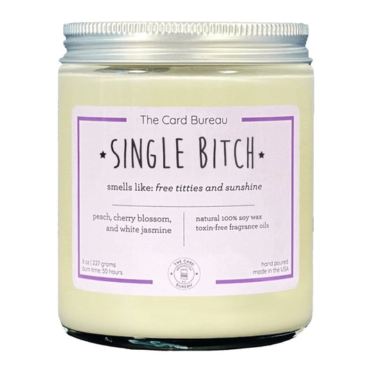 Single Bitch Glass Jar Candle 8oz Peach, Cherry Blossom, and White Jasmine Scented Candle 50+ Hours Burn Time - Lorri Melas