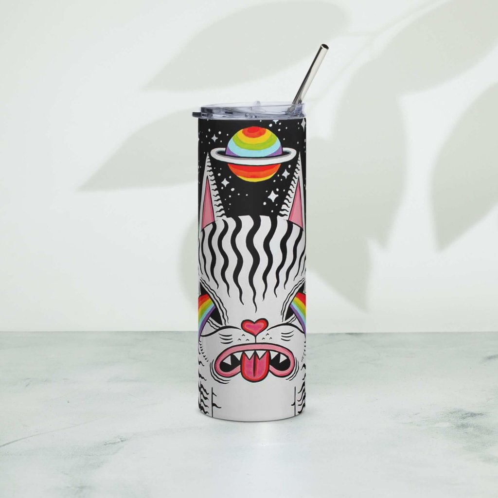 Trippy Kitty Stainless Steel 20oz Tumbler - Lorri Melas