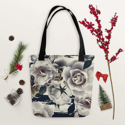 White Roses Tote Bag 100% Polyester - Lorri Melas