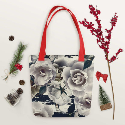 White Roses Tote Bag 100% Polyester - Lorri Melas