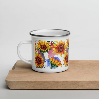 You're My Sunflower Silver Rim White Enamel Mug - Lorri Melas