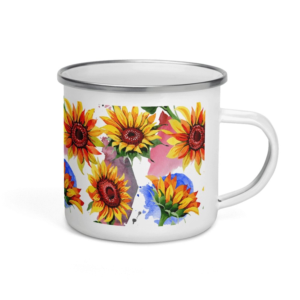 You're My Sunflower Silver Rim White Enamel Mug - Lorri Melas