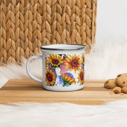 You're My Sunflower Silver Rim White Enamel Mug - Lorri Melas