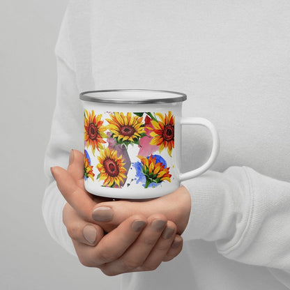 You're My Sunflower Silver Rim White Enamel Mug - Lorri Melas