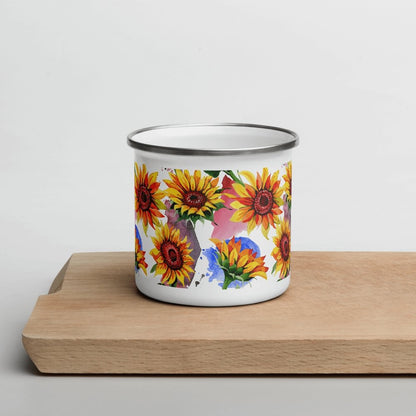 You're My Sunflower Silver Rim White Enamel Mug - Lorri Melas