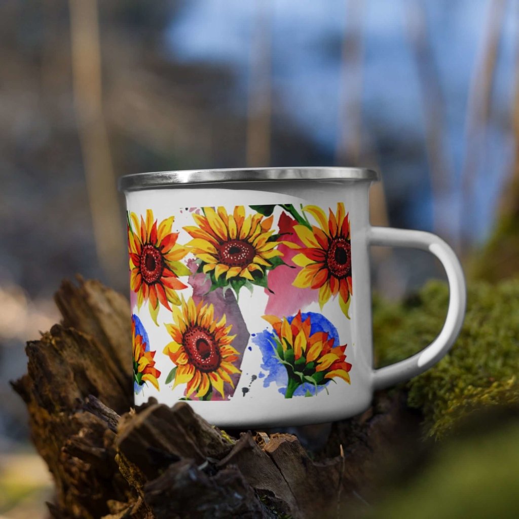 You're My Sunflower Silver Rim White Enamel Mug - Lorri Melas